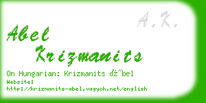 abel krizmanits business card